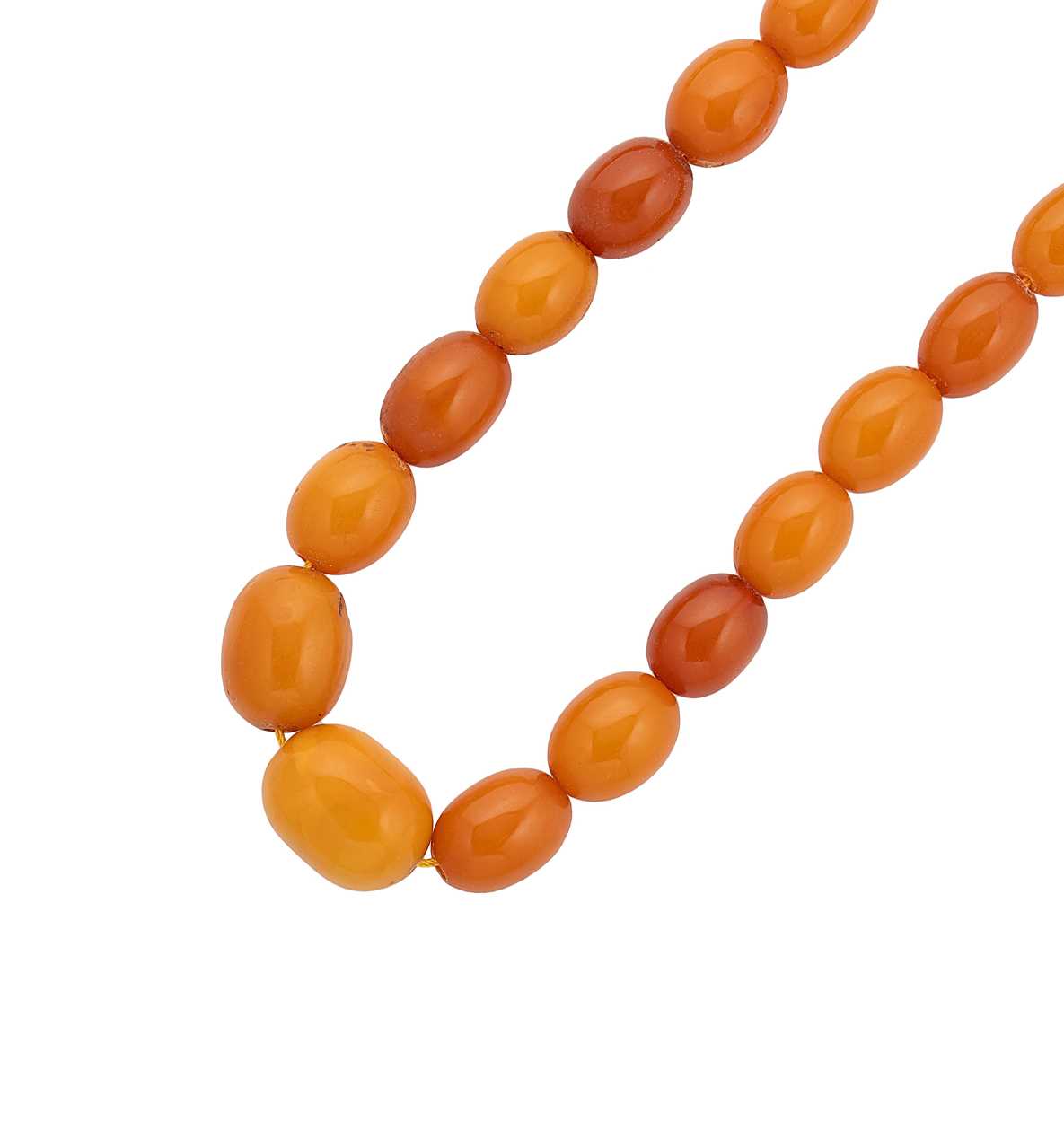 An amber bead necklace,