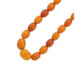 An amber bead necklace,