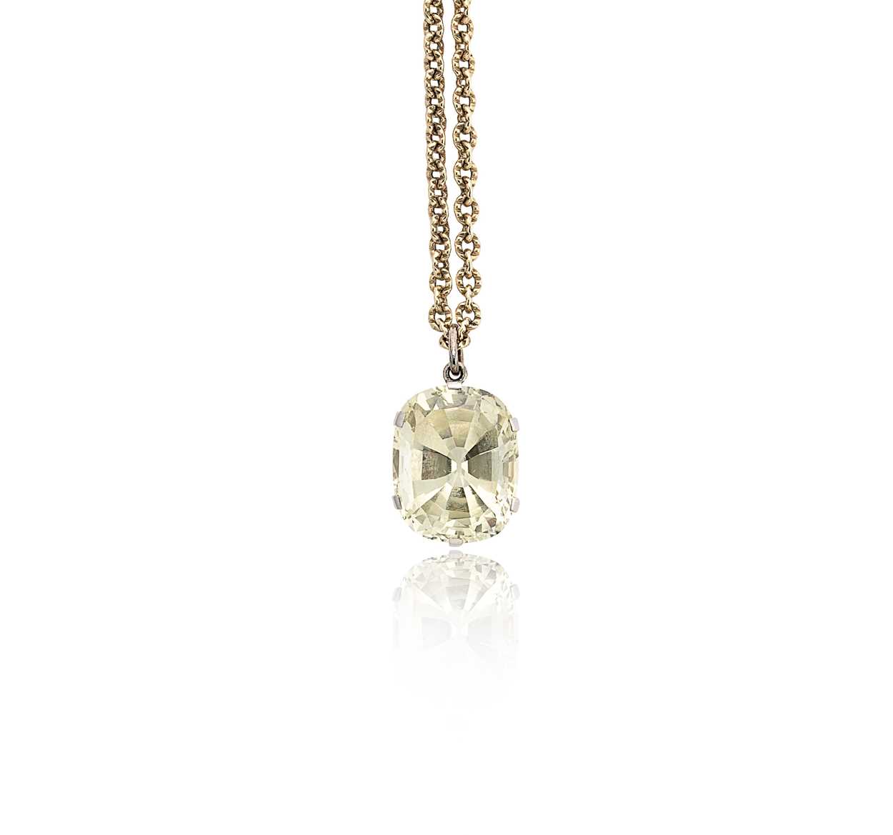 A single stone yellow sapphire pendant,