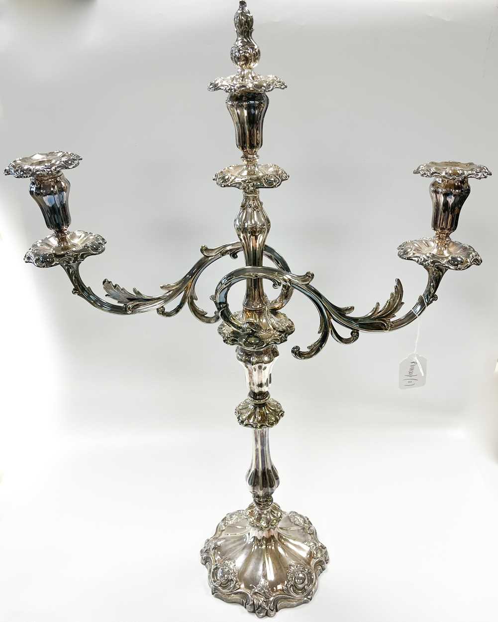 A pair of silver plated 3 light metamorphic candelabra, - Image 3 of 8