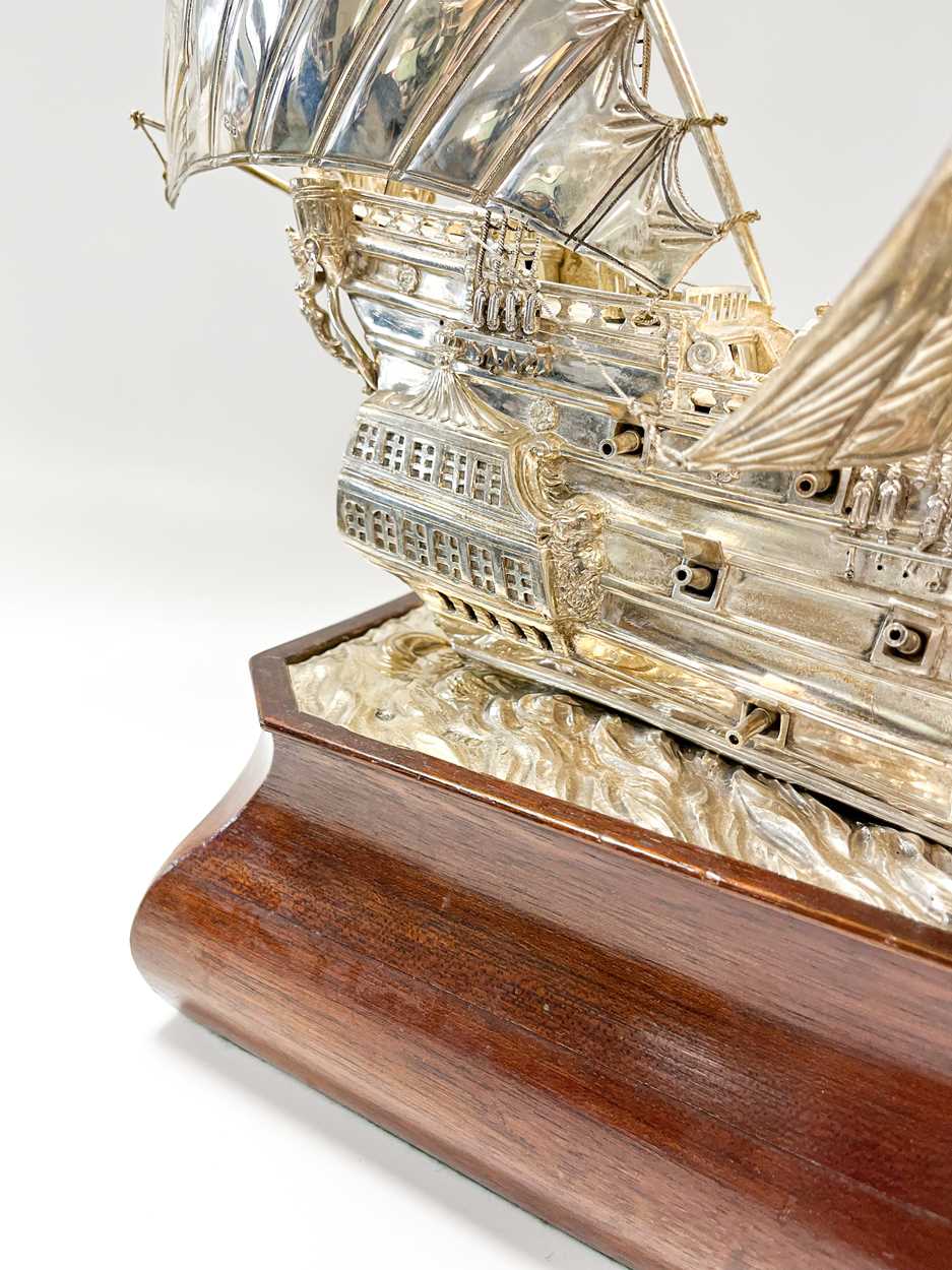 A George V silver model of a sailing ship, - Image 13 of 17