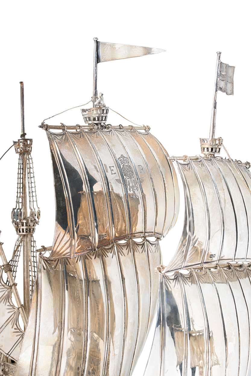 A George V silver model of a sailing ship, - Image 7 of 17