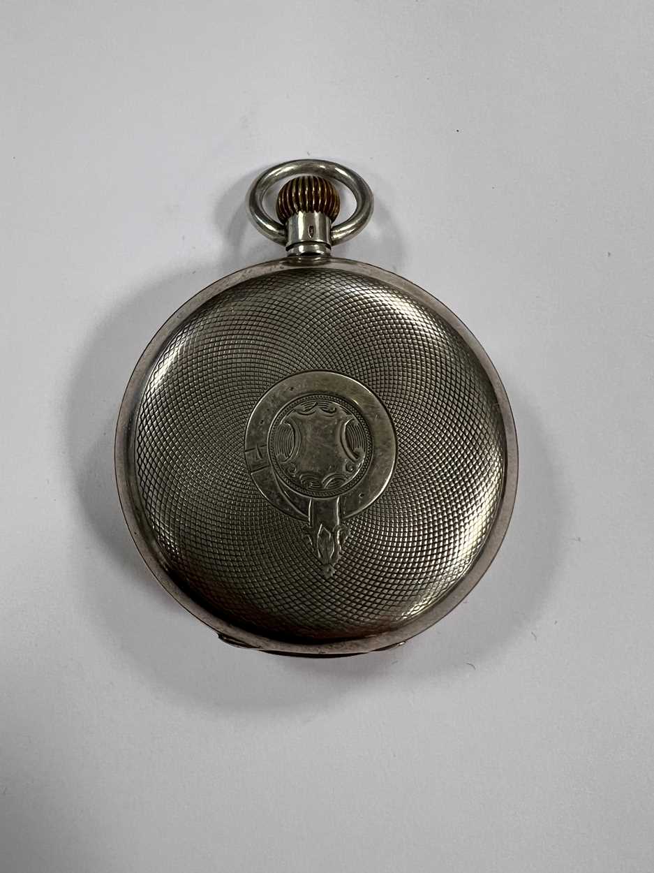 Unsigned - A Swiss silver hunter pocket watch with earlier watch chain, - Bild 3 aus 13