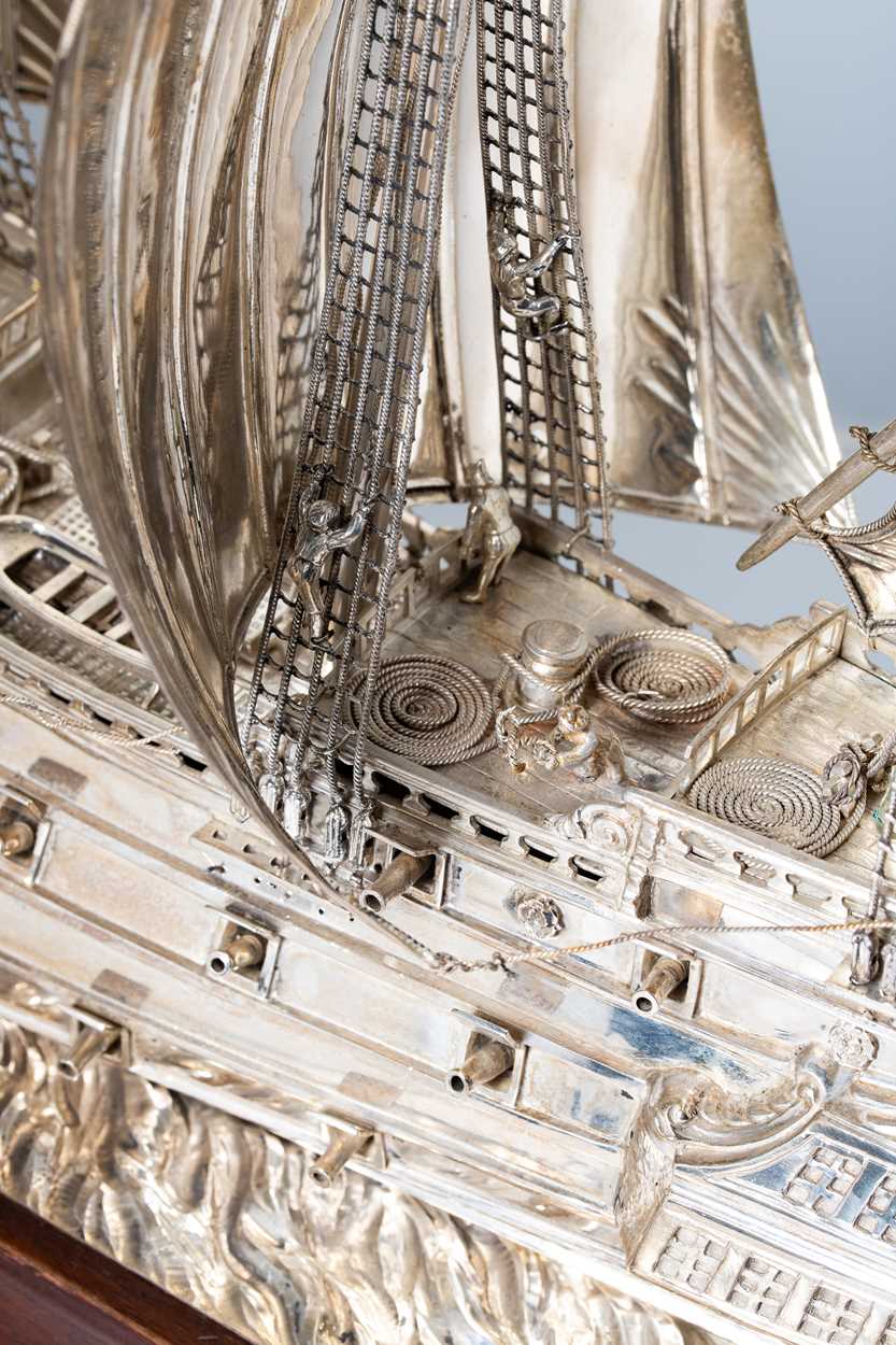 A George V silver model of a sailing ship, - Image 8 of 17