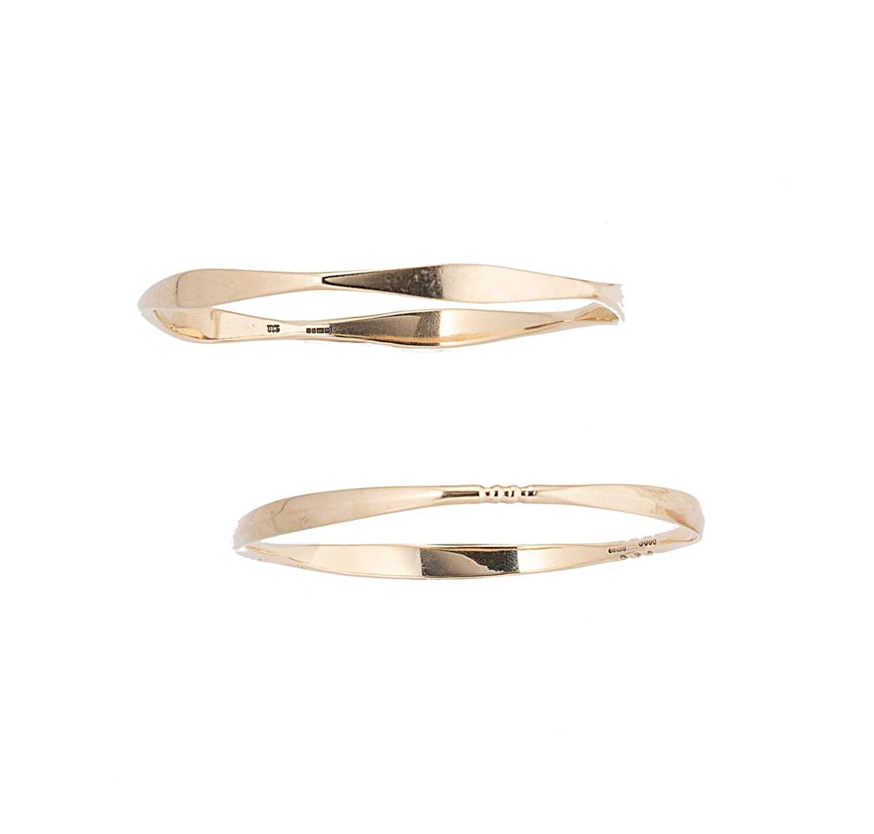 Two 9ct gold bangles,