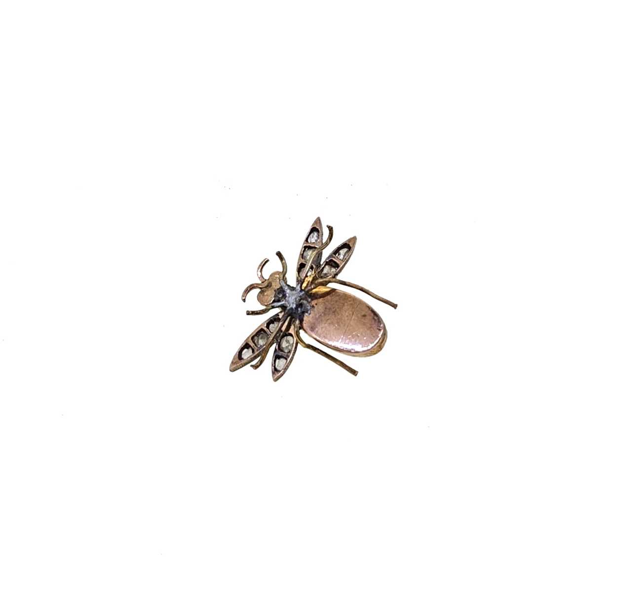 A Victorian tiger's eye and diamond insect brooch, - Image 2 of 2