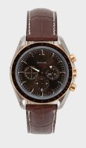 Omega – A steel and 18ct rose gold ‘Speedmaster 1957 Broad Arrow Co-Axial’ chronograph wristwatch,