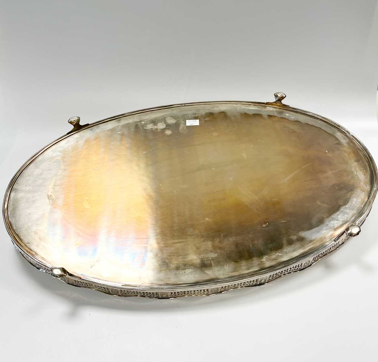 A George V silver gallery tray, - Image 2 of 4