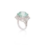 An 18ct gold aquamarine and diamond cocktail dress ring,