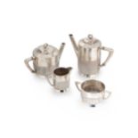 An early 20th century German metalwares silver 4-piece tea and coffee set,