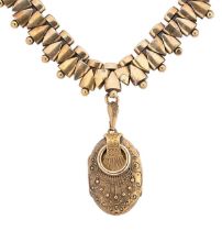 A Victorian collarette necklace and locket,
