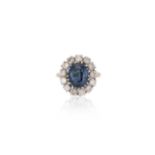 A sapphire and diamond cluster ring,