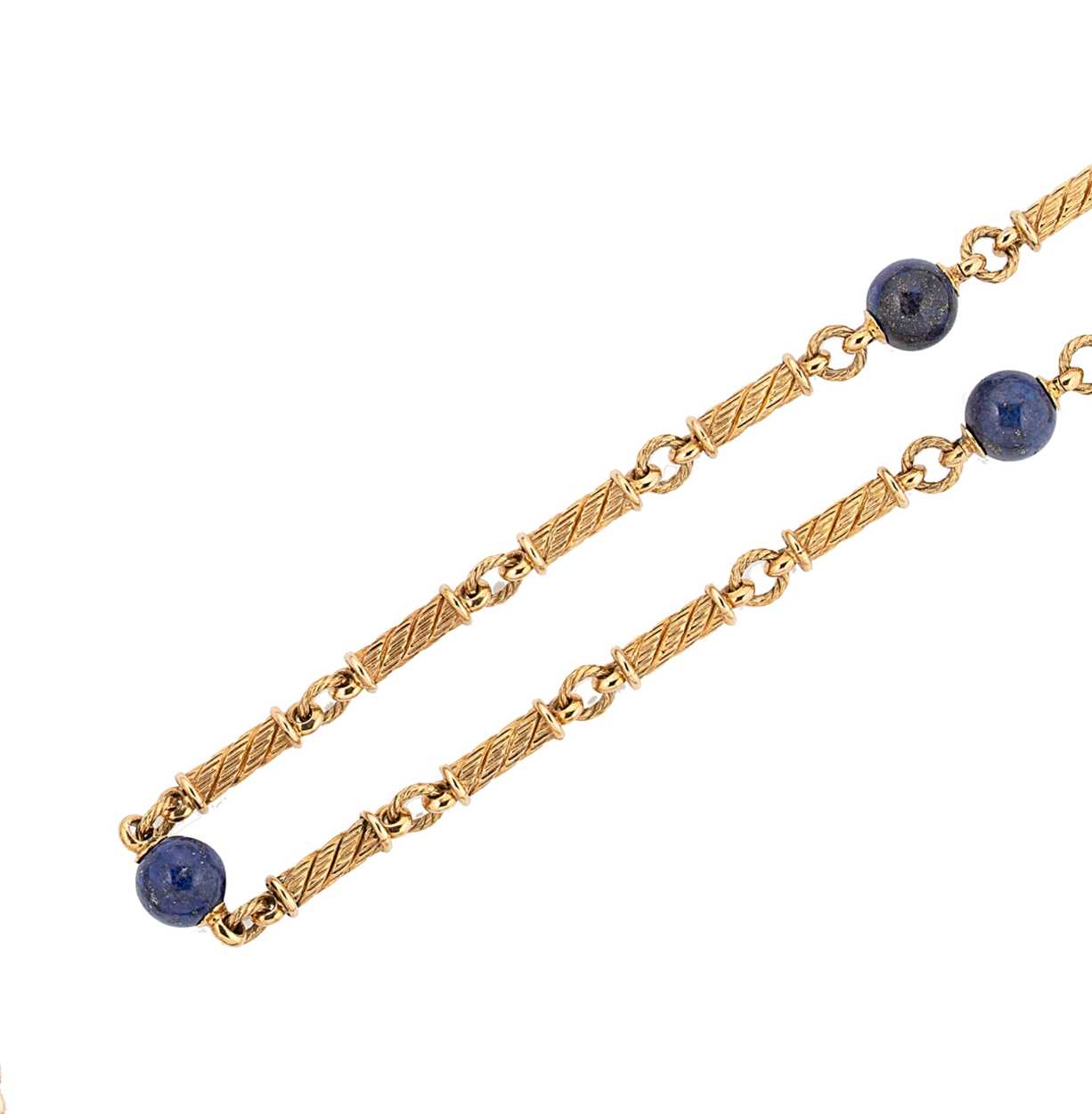Asprey - A late 20th century 18ct gold lapis lazuli necklace,