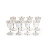 A set of 8 Elizabeth II silver goblets,