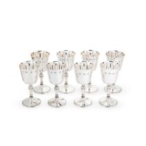 A set of 8 Elizabeth II silver goblets,