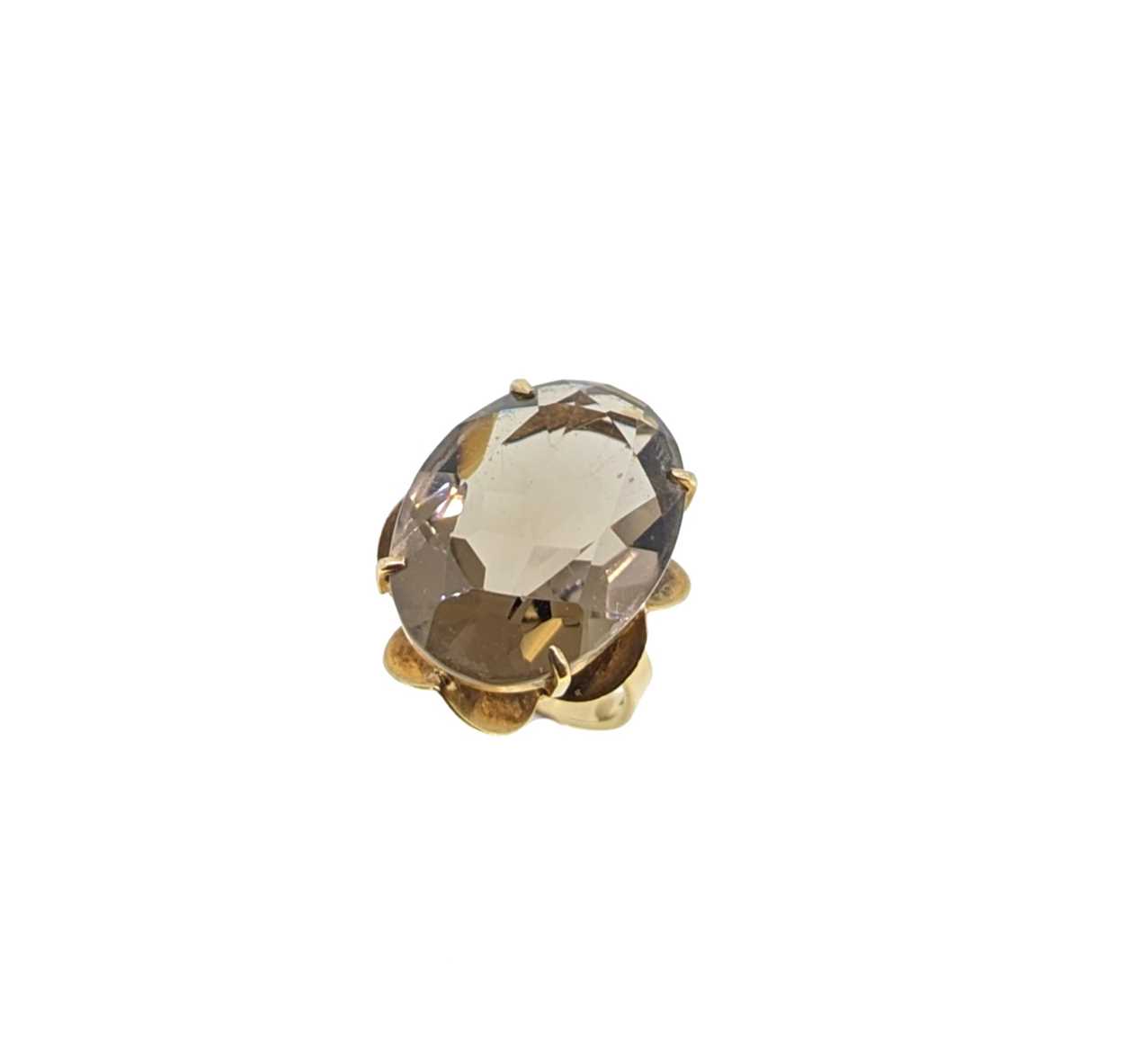 A late 20th century 9ct gold smoky quartz dress ring,