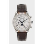Longines - A steel 'Master Collection' triple calendar with chronograph and moonphase wristwatch,