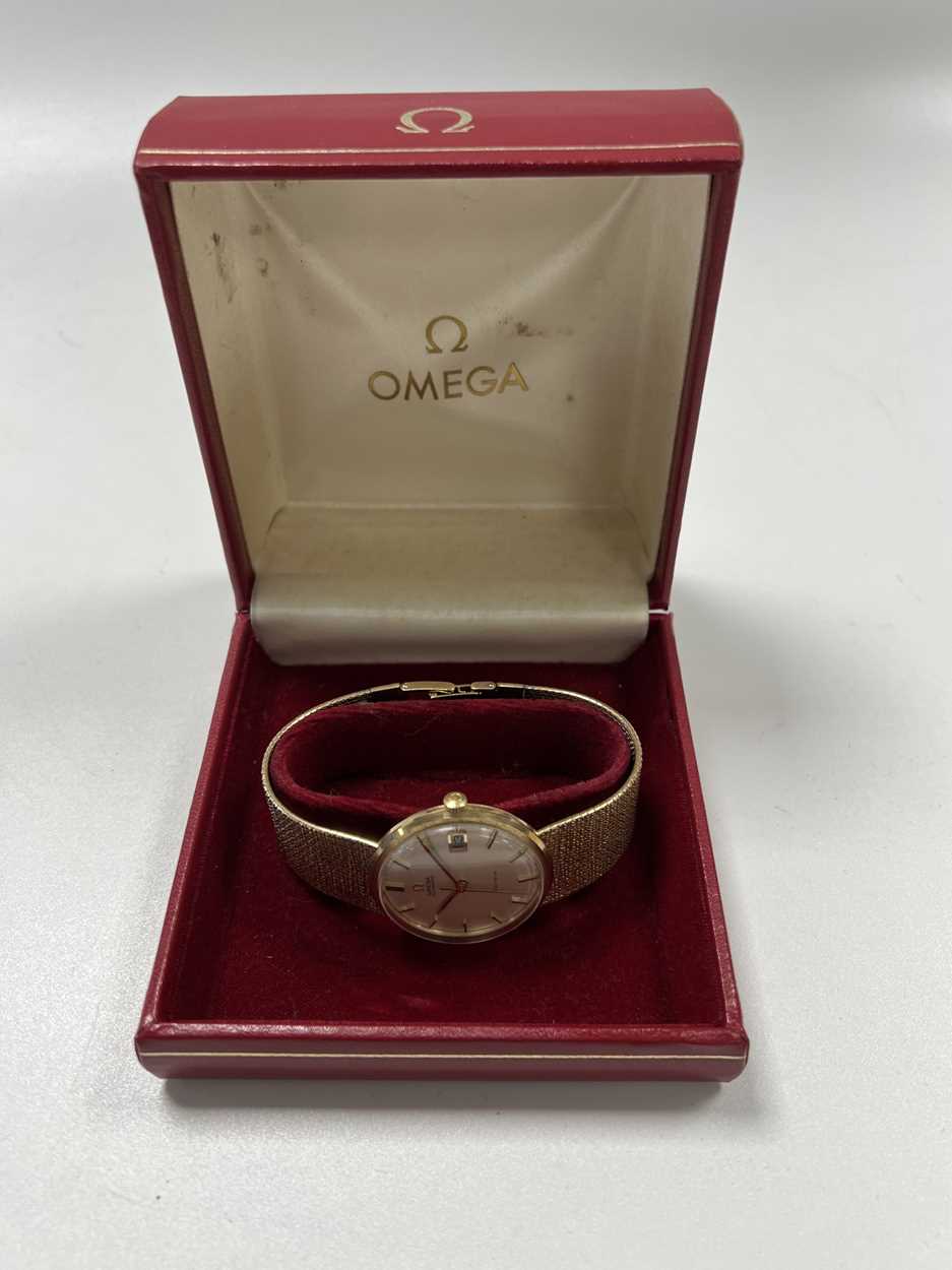 Omega - A 9ct gold wristwatch, - Image 9 of 12