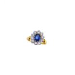 An 18ct gold sapphire and diamond ring,