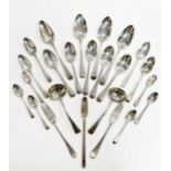 An 48-piece harlequin set of George III 18th century and later silver flatware,