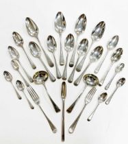 An 48-piece harlequin set of George III 18th century and later silver flatware,