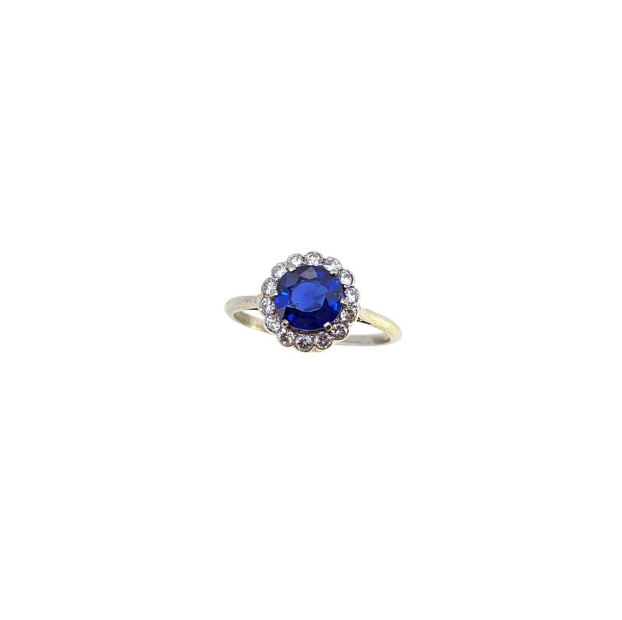 A mid 20th century sapphire and diamond cluster ring, - Image 2 of 5