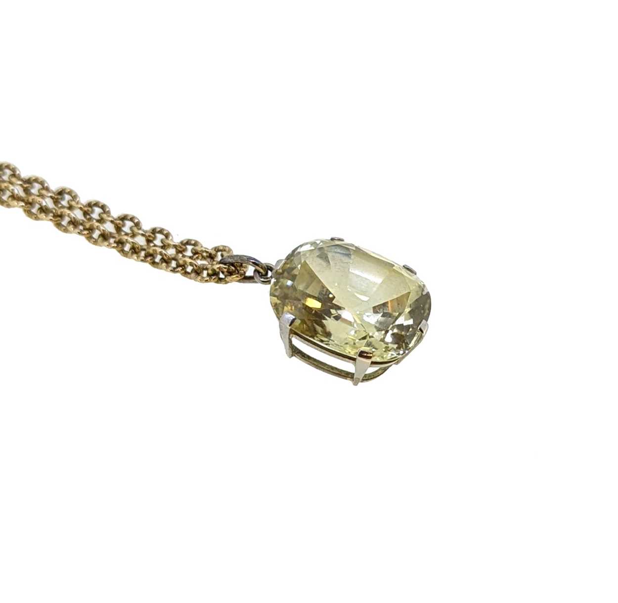 A single stone yellow sapphire pendant, - Image 3 of 6