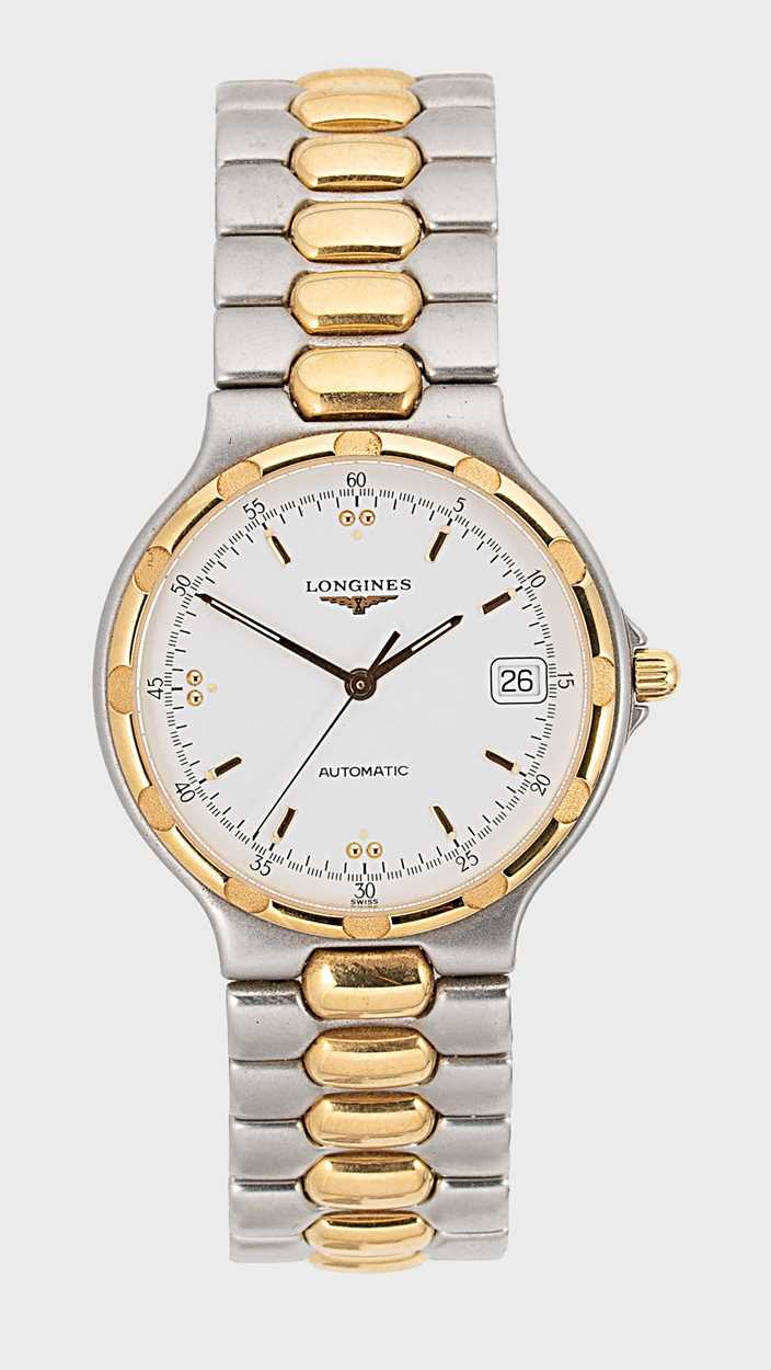 Longines - A steel and gold plated 'Conquest' wristwatch,