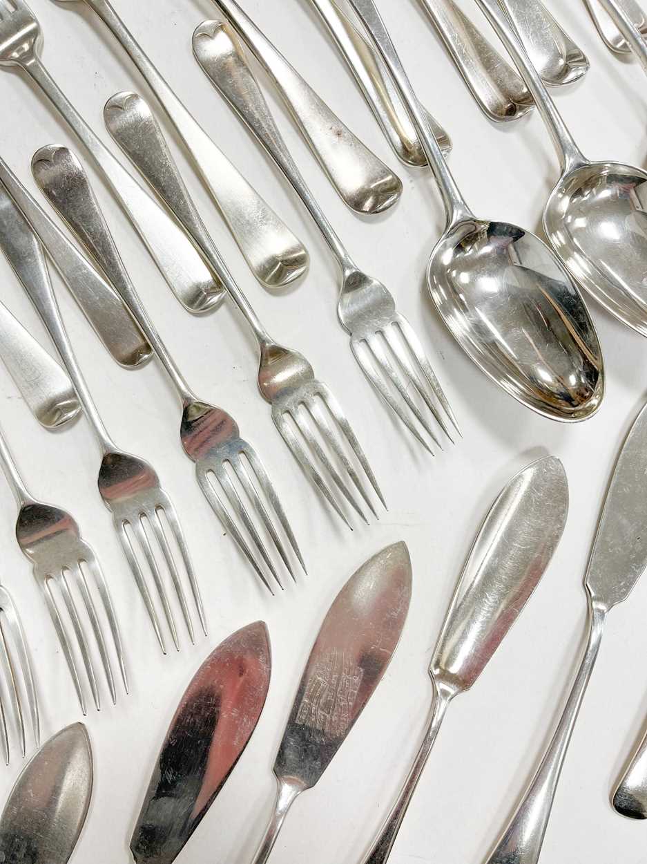 A 32-piece harlequin set of George III and later silver cutlery and flatware, - Image 2 of 3