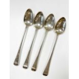 A set of 4 George III 18th century silver basting spoons,