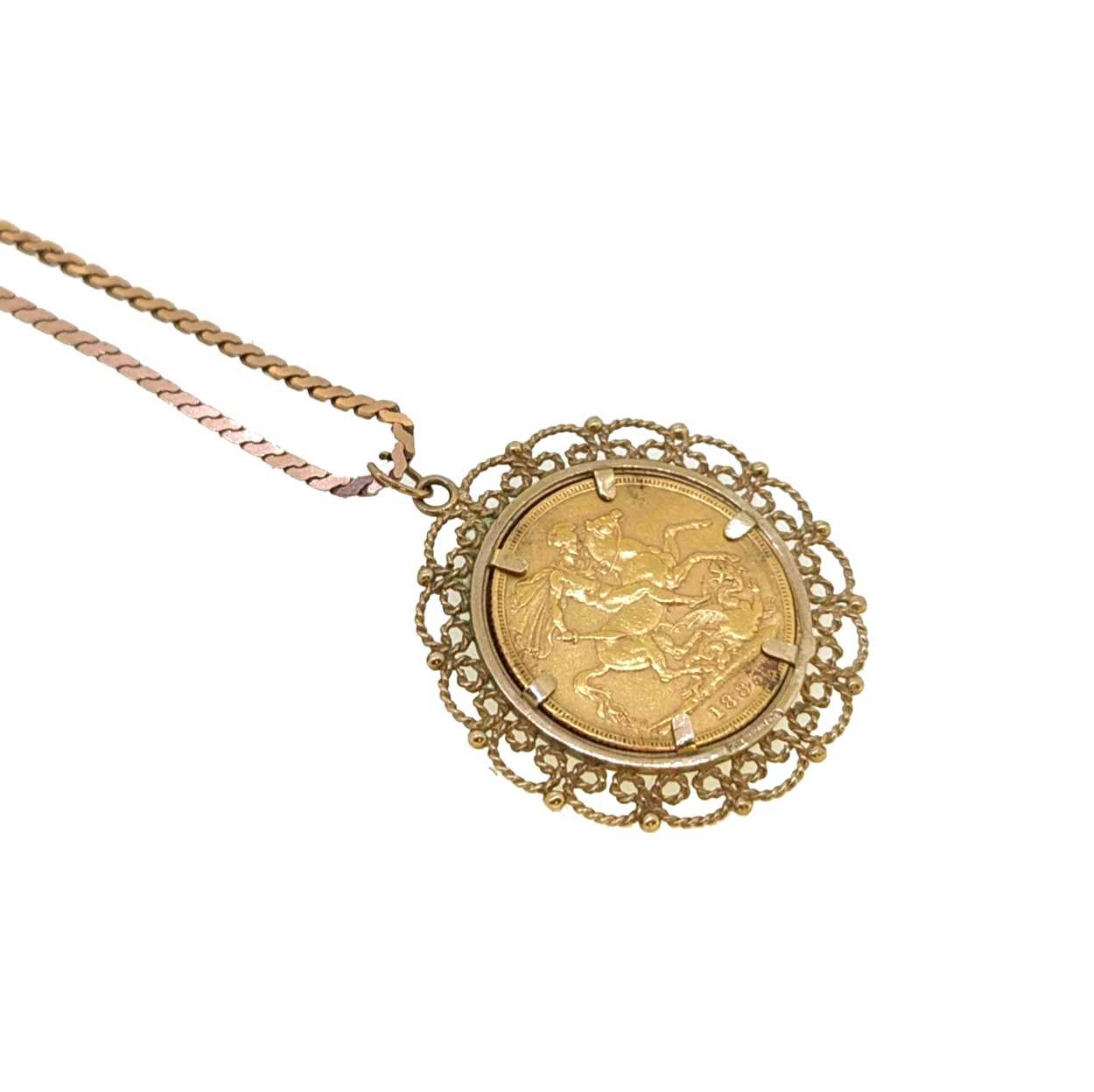 A full sovereign pendant and chain, - Image 2 of 2