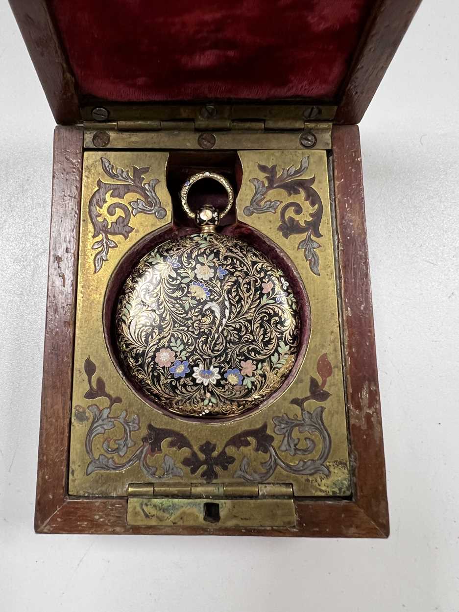 Unsigned - An early 19th century French metalwares 18ct gold slim cased open faced pocket watch, - Image 16 of 17