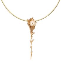 Fei Liu - A 'Dawn' pearl and gemset pendant and chain,