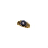 A diamond and sapphire cluster ring,