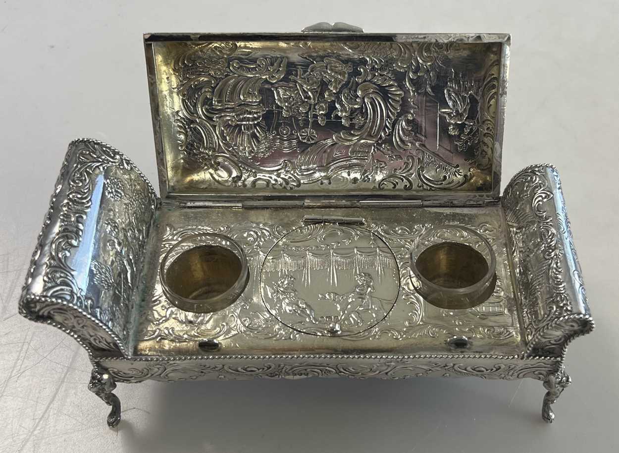 An early 20th century German metalwares silver novelty double inkwell, - Image 4 of 9