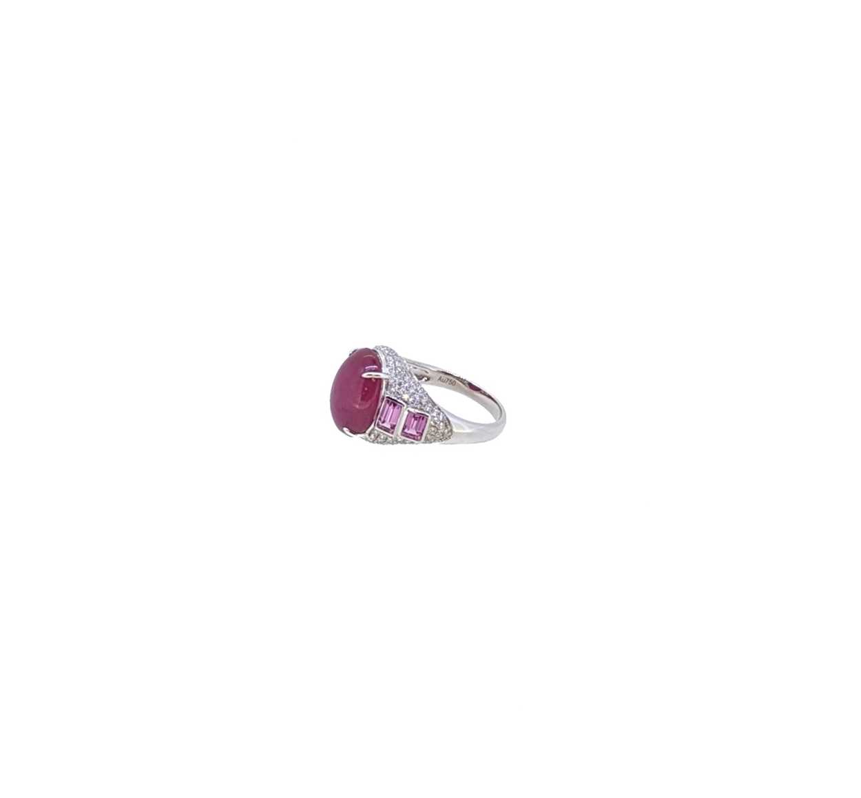 A cabochon ruby and diamond dress ring, - Image 2 of 3