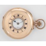 Unsigned - An early 20th century 9ct gold half hunter pocket watch,