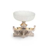 A mid-19th century silver plated and cut-glass centrepiece,