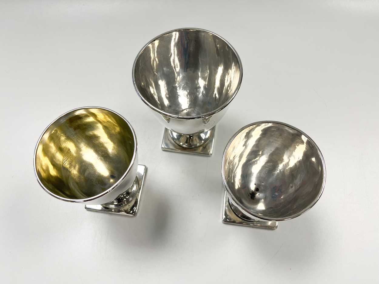 A set of 3 George III 18th century silver sugar vases with covers, - Image 5 of 8