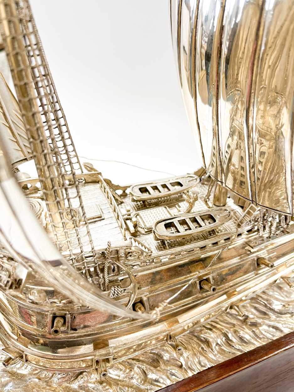 A George V silver model of a sailing ship, - Image 12 of 17