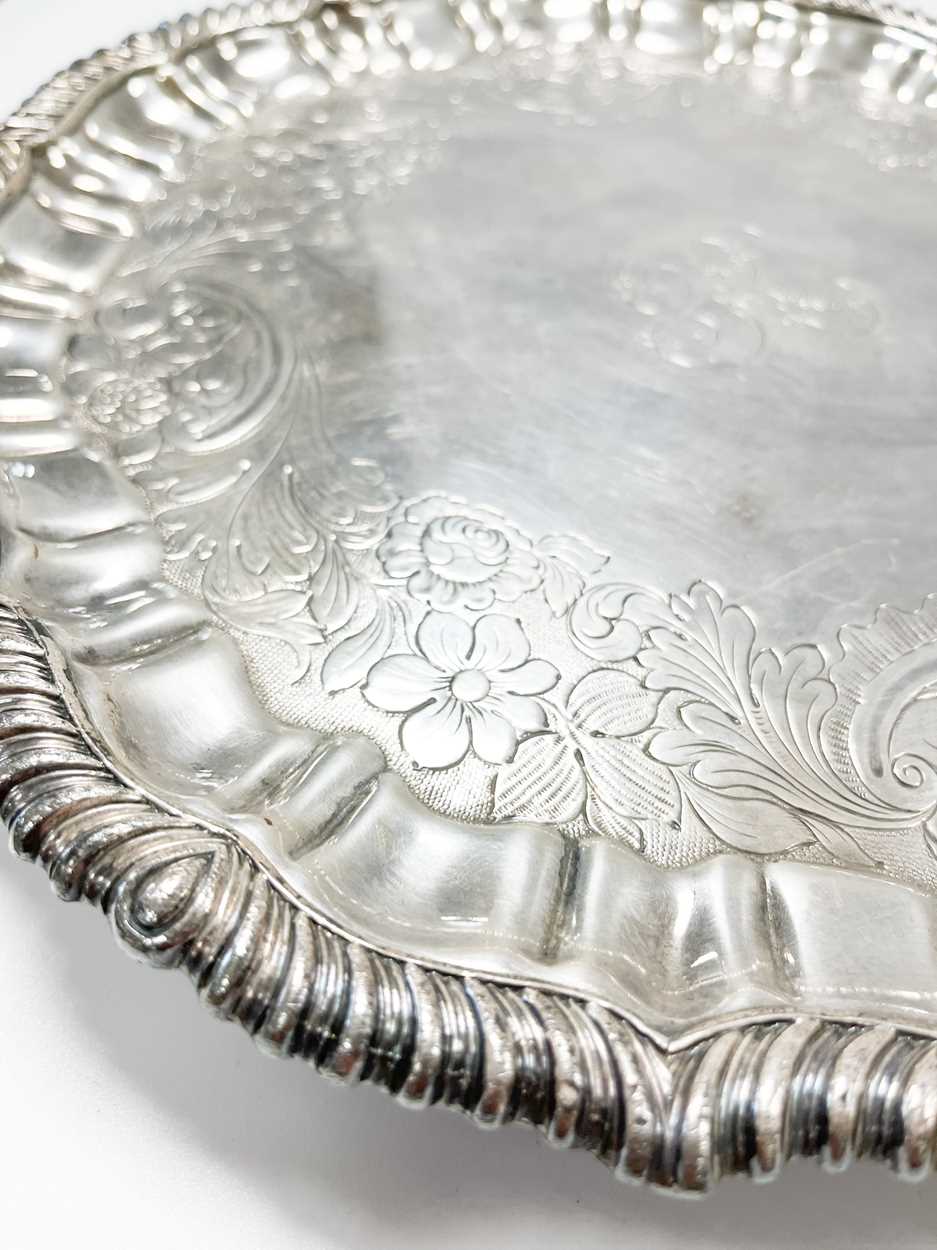 Edinburgh - A Victorian silver salver together with an Old Sheffield Plate example, - Image 4 of 6