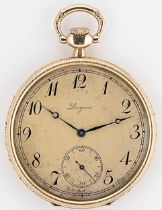 Longines - A Swiss 14ct gold open faced pocket watch,