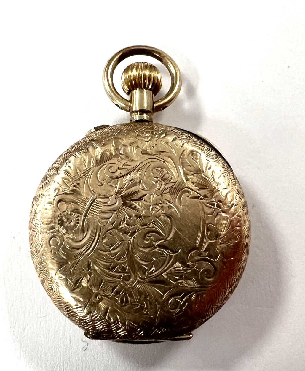 Unsigned - An open faced fob watch with brooch attachment, - Image 7 of 9