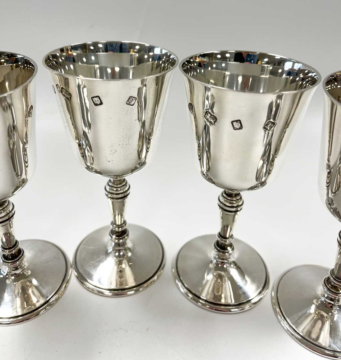 A set of 8 Elizabeth II silver goblets, - Image 3 of 4