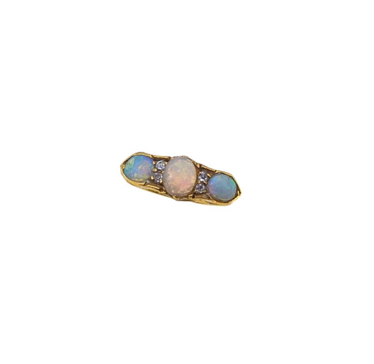 An Edwardian 18ct gold opal and diamond ring,