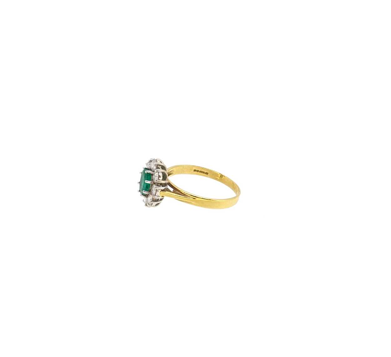 An 18ct gold emerald and diamond cluster ring, - Image 2 of 3