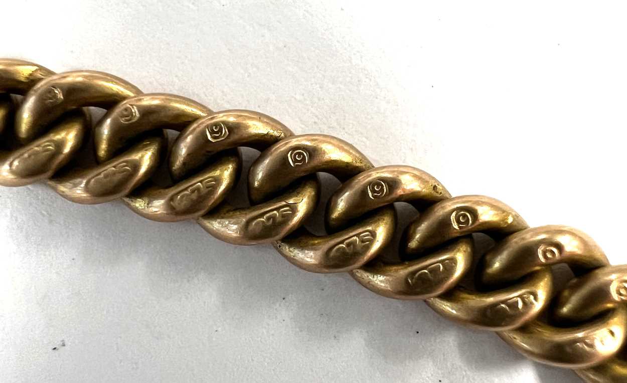 An early 20th century 9ct gold 'Albert' watch chain with attachment, - Image 3 of 9