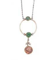 A topaz and tourmaline necklace,
