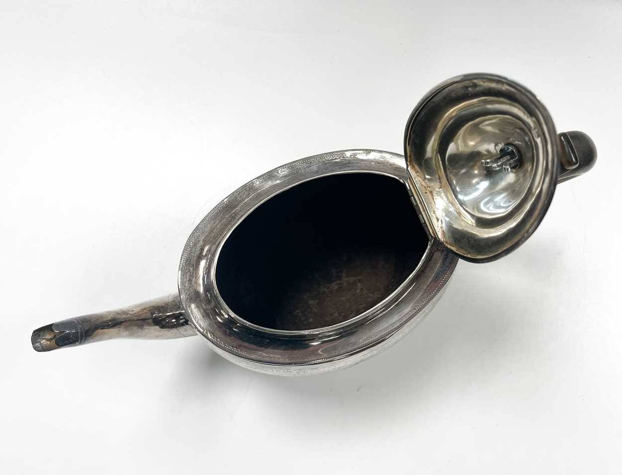 A George III silver tea pot with associated stand, - Image 4 of 8