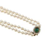 A double row pearl choker necklace,